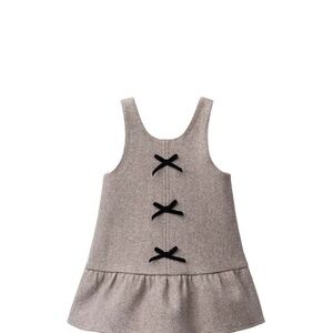 Gray Sleeveless Ruffle Hem Dress with Black Bow Accents zara